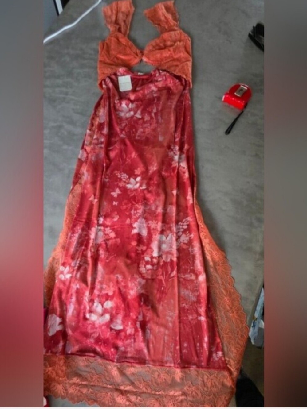 Free People ($160) Suddenly Fine Maxi Slip Dress Floral Print With Lace Trim NWT - Picture 4 of 8